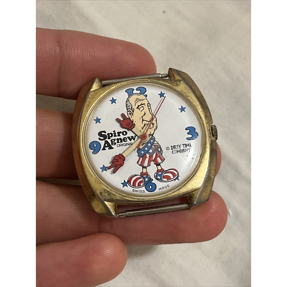 Vintage 1970 Dirty Time Company Watch Spiro Agnew VP Swiss Made *Not Running*